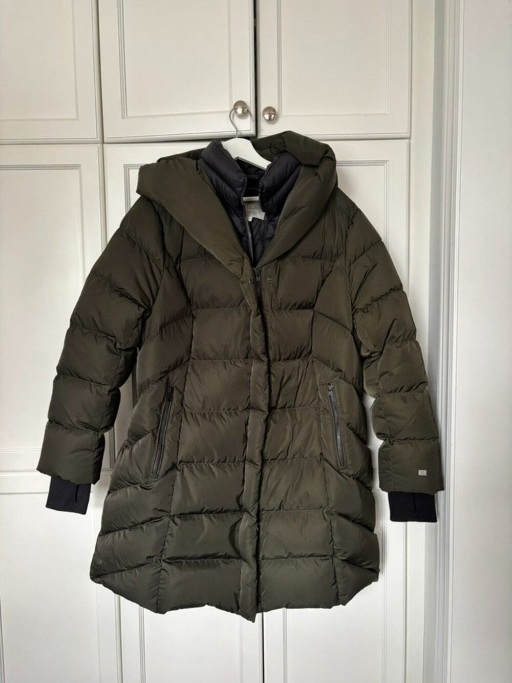 SOIA&KYO - Army green and black down quilted jacket with hidden insulated layer